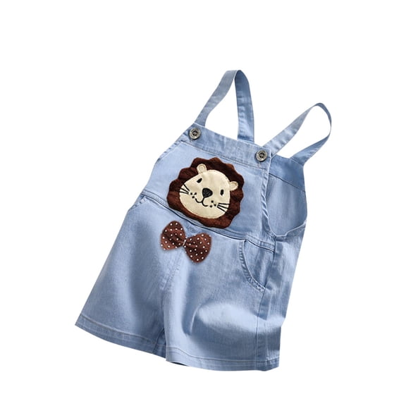 Akafmk Cute Print Denim Overalls Shorts,Summer Casual One-Piece Jumpsuit,Stylish Outdoor Play Bottoms (Toddler Girl's or Girl's)