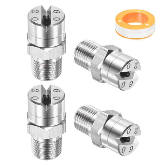 Uxcell 1/8" BSP Macho 60° Punta de Rociado en Forma de Abanico [5PCS] - Boquillas de Lavadora a Presión con Cinta de Sellado - [Orificio de 2.8MM]