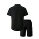 thumbnail image 3 of Ceisia Men's Solid Color Short Sleeve Button-Down Shirt & Shorts Set Casual Summer Outfit Black M Gifts, 3 of 8
