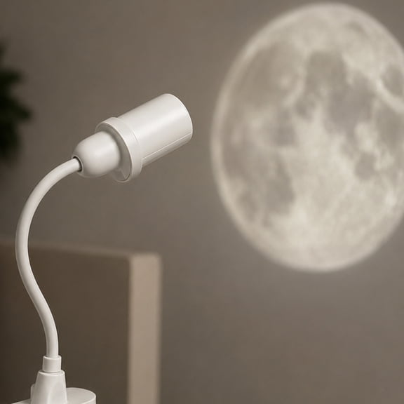 Romantic Starry Sky Wall Projector Night Light, USB Powered Adjustable Galaxy Moon Lamp with Multiple Projection Films, Home Bedroom Decorative Light (A)