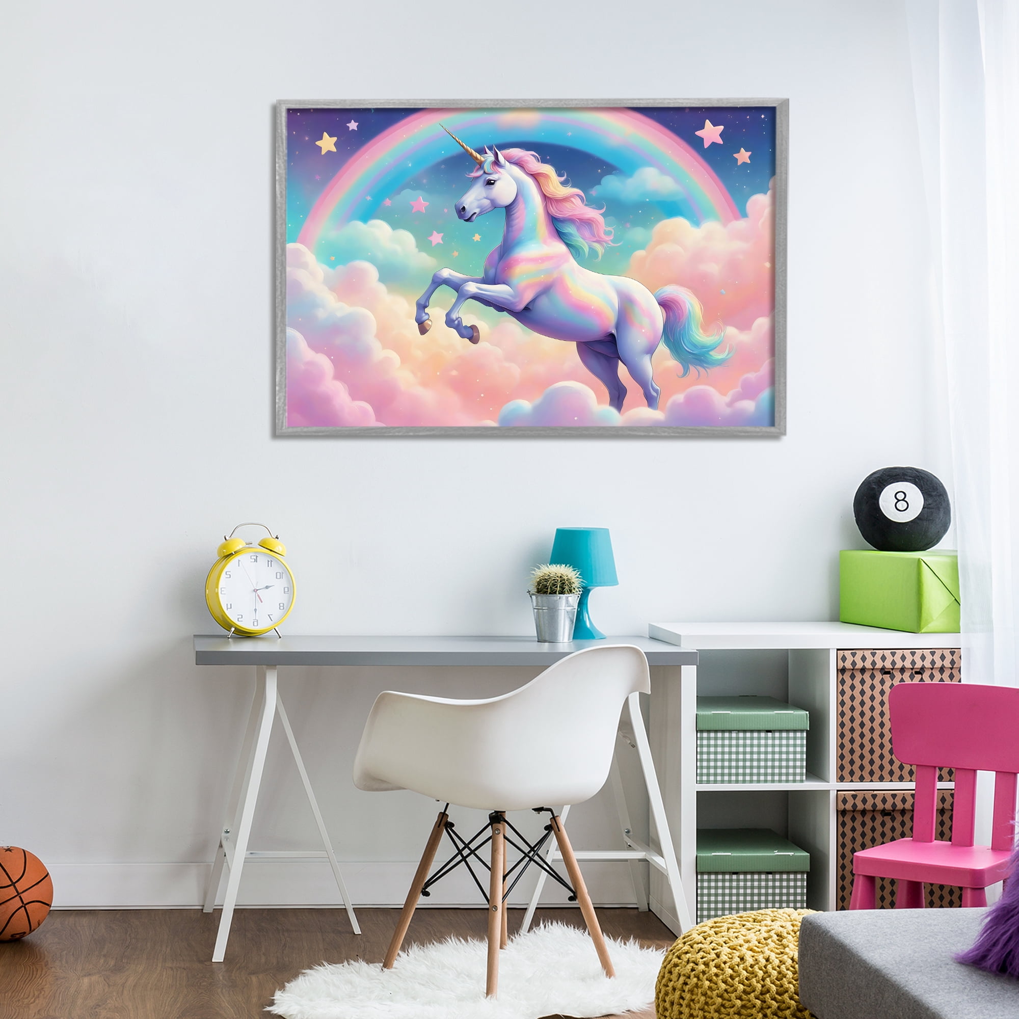 Stupell Industries Colorful Galaxy Unicorn Gray Framed Giclee Art, design by Creative Studio