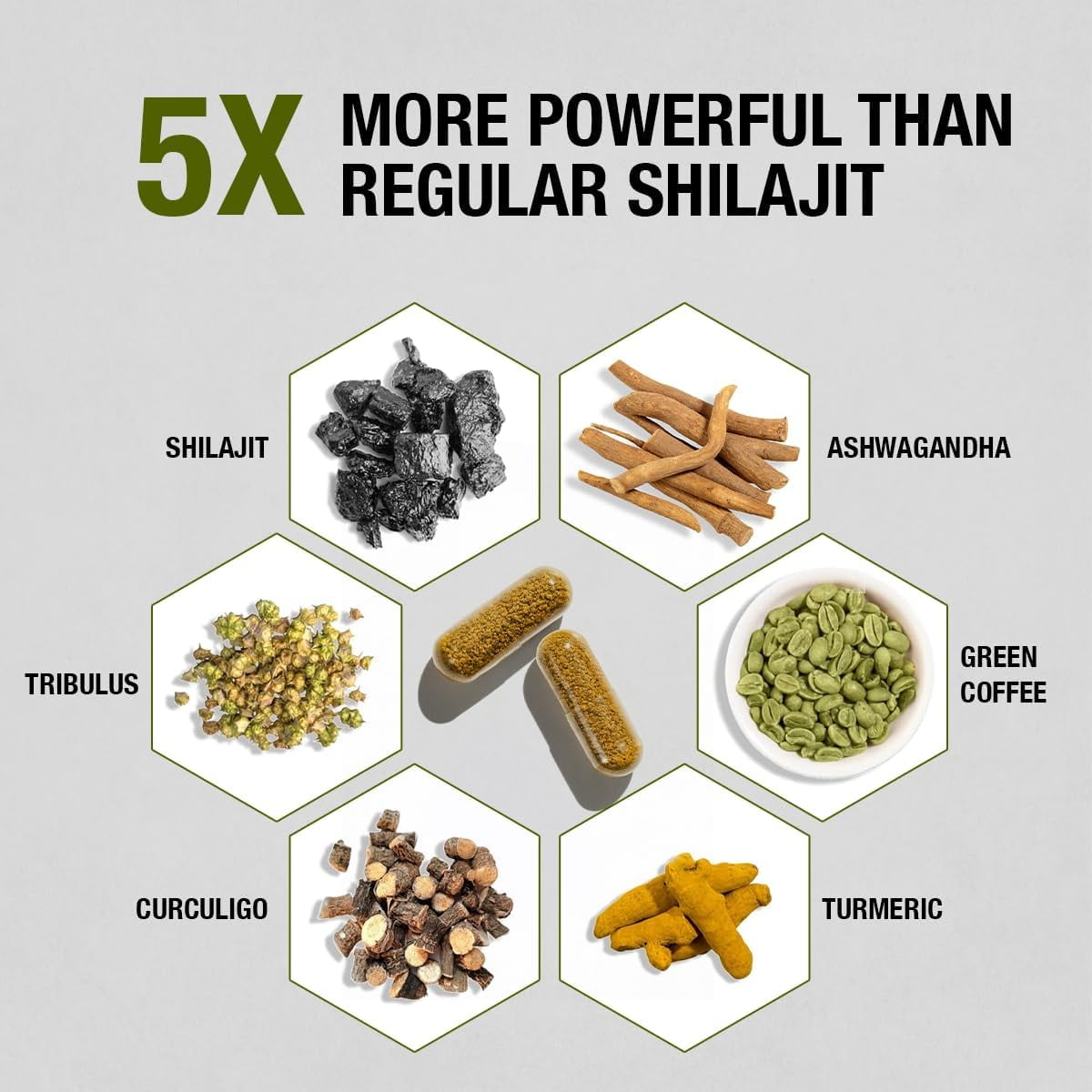 Kapiva Shilajit Capsules – 120 Count | 60 Days Supply |  Himalayan Shilajit with Ashwagandha, Turmeric, Tribulus & Coffee | Energy, Stamina & Testosterone Support