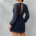 thumbnail image 4 of Liacowi Lace Floral Short Dress for Women Elegant Fashion Lantern Long Sleeve Deep V Neck A-Line Mini Dress Party Office Wear, 4 of 7