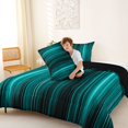 thumbnail image 5 of jejeloiu Teal Black Gradient Lines Full Size Comforter Sets Kids,Abstract Geometric Striped Bedding Sets,Reversible,3-Piece, 5 of 8