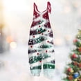 thumbnail image 2 of Iaqnaocc Christmas Womens Jumpsuit one piece Sleeveless Jumpsuits Rompers Loose Fit Adjustable Strap Jumpsuits Fashion Cotton Linen Overalls Wine 2XL, 2 of 3