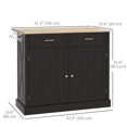 thumbnail image 3 of HOMCOM Kitchen Island with Drop Leaf Kitchen Cart with Storage Black, 3 of 10