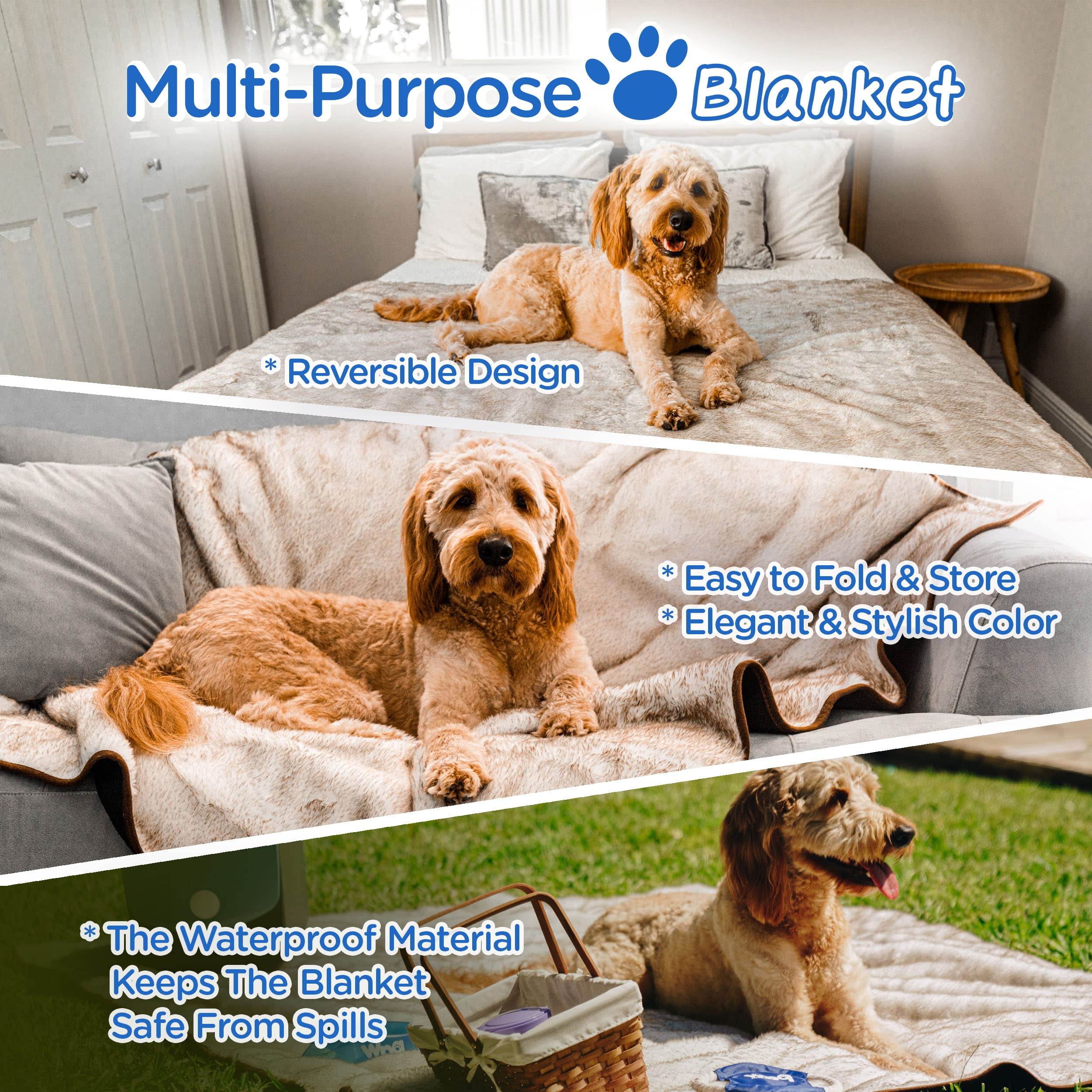 Paw Brands Dog Blanket Waterproof Cool Comfort Throw Blanket for