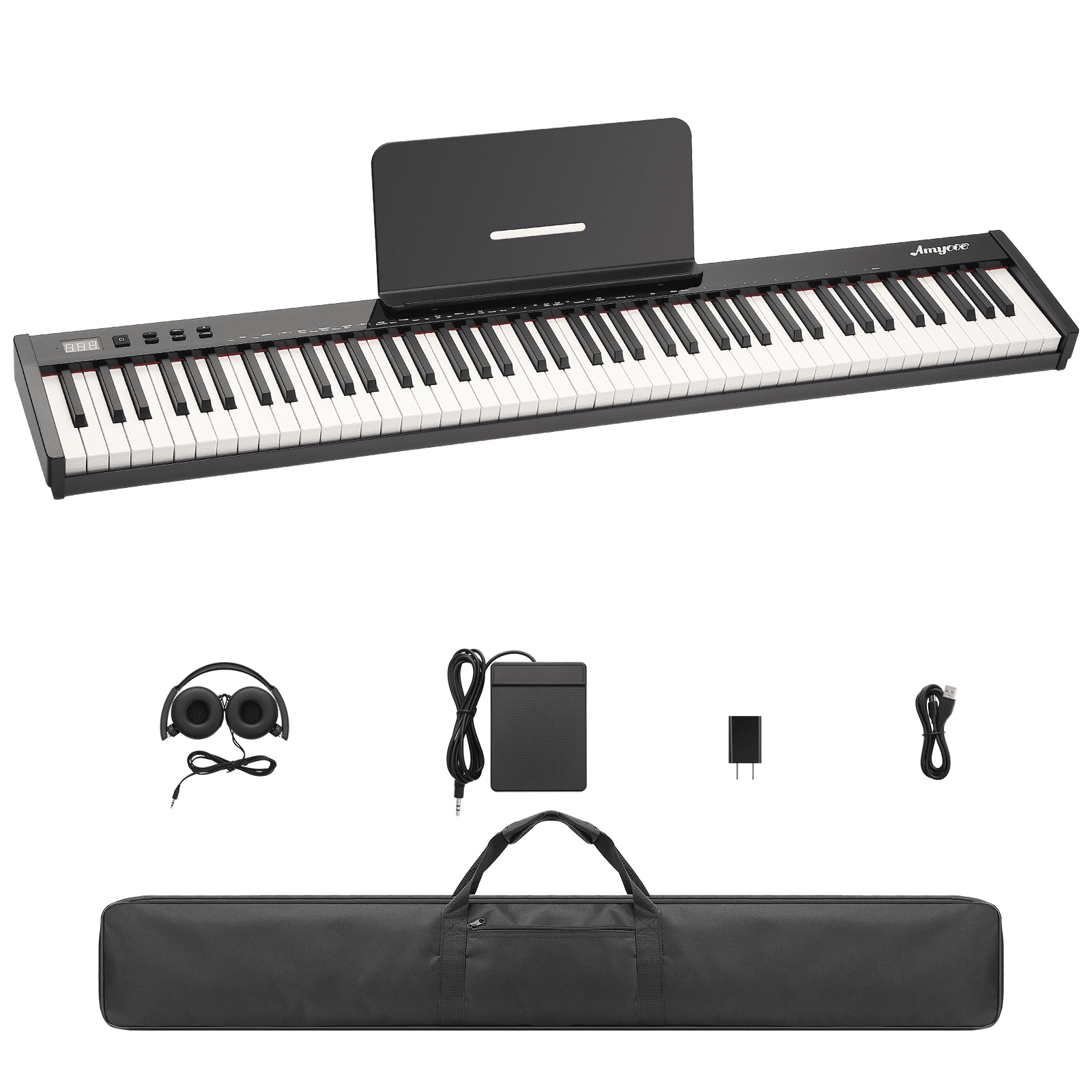 Garvee 88 Key Semi-Weighted Digital Piano Set Includes Stand Pedal Bag & Headphones for Beginners