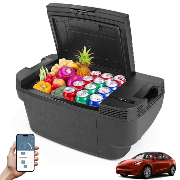 Tesla Model Y 35L Portable Car Fridge – App-Controlled, Ultra-Quiet 28dB Freezer for Camping & Road Trips (2019–2026 Model Y)‌