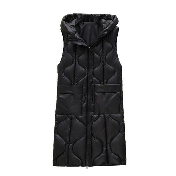 LIBRCLO Womens Puffer Vest Long Sleeveless Jacket Lightweight Warm Winter Coat with Pockets
