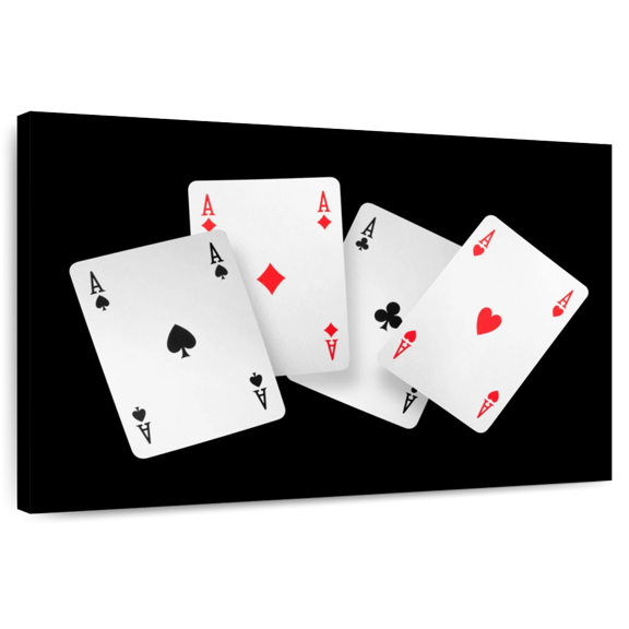 Elephant Stock Four Ace Cards Wall Art - Horizontal Canvas Wall Art - Hallway Wall Decor - Photography Hobbies And Lifestyle Canvas - Black And White Decor - 12" x 8"