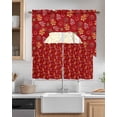 thumbnail image 2 of Red Christmas Kitchen Curtains Swag Valance and Tier Curtains Set 24 Inch Length, Western Xmas Poinsettia Botanical Rod Pocket Drape Panels Pair Swag Curtains for Bathroom/Cafe/Window, 2 of 6