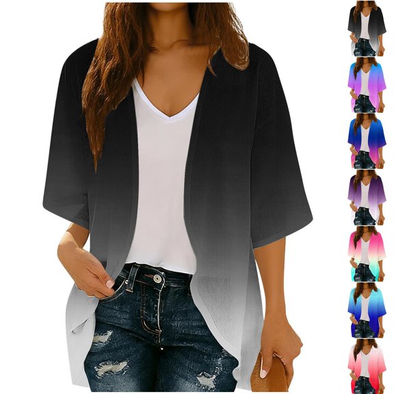 Cardigans For Women Lightweight Fashionable Casual 3/4 Sleeve Beach Cover Shirt Spring And Summer Trendy Dressy Casual Crochet Shrugs