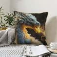 thumbnail image 4 of KLL Golden White Fire Dragon Decorative Throw Pillow Covers Velvet Soft for Couch Sofa Bedroom Living Room Outdoor (No pillow core)- 16"x16", 4 of 5