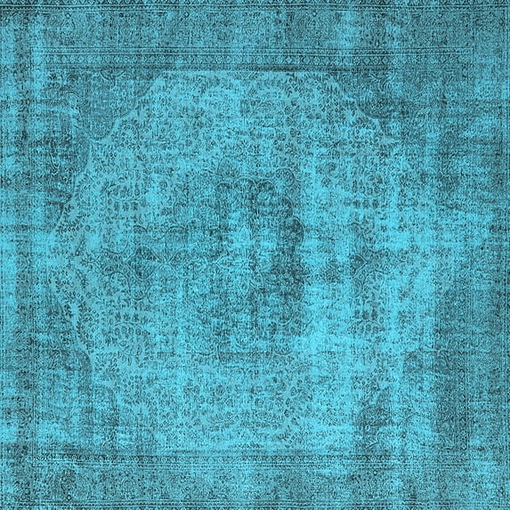 Ahgly Company Indoor Square Oriental Light Blue Industrial Area Rugs, 7' Square