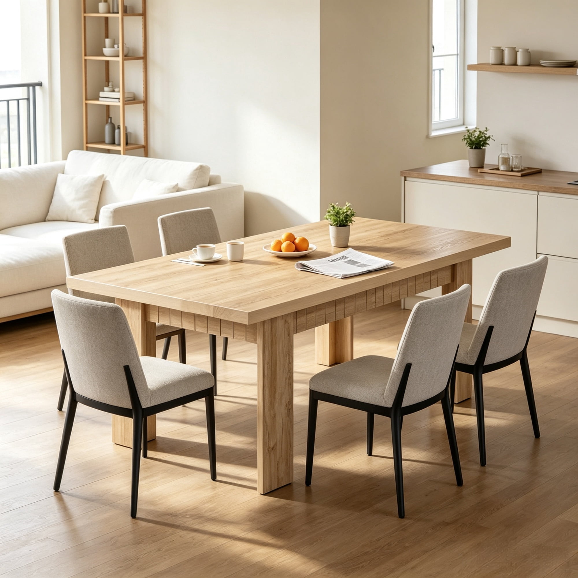 79 Inch Rectangular Dining Table for 6 to 8 People, MDF Kitchen Table