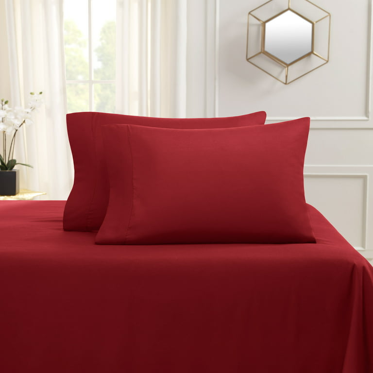 Empyrean Bedding 21” Extra Deep Pocket Ultra Soft Fitted Sheet with Corner  Straps, Queen-Burgundy