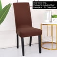 thumbnail image 2 of Unique Bargains Spandex Solid Dining Chair Covers Protector Set of 6, Coffee, 2 of 7