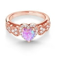 thumbnail image 3 of Gem Stone King 1.18 Ct Heart Shape Pink Simulated Opal 18K Rose Gold Plated Silver Ring, 3 of 5