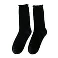 thumbnail image 1 of enjoywould 1 Pair Japanese Style Ribbed Thermal Socks Spring Autumn Women Ruffle Cuffs Mid-Tube Socks, 1 of 6