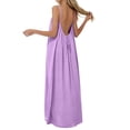 thumbnail image 5 of Hiiko Women's Backless Spaghetti Strap Maxi Dress Casual Solid Color Loose Cami Dresses, 5 of 6