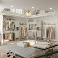 thumbnail image 3 of iSunirm 120" Large Closet System with Drawers and Doors, 10FT Heavy Duty Closet Organizer System with Hanging Rods and Shelf Towers, Walk-in Closet for Bedroom, 1300+ LBS Weight Capacity, White Oak, 3 of 7
