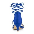 thumbnail image 2 of BLISSFUL STEP Women's Open Toe Kitten Heel Lace Up Sandals, 2 of 7