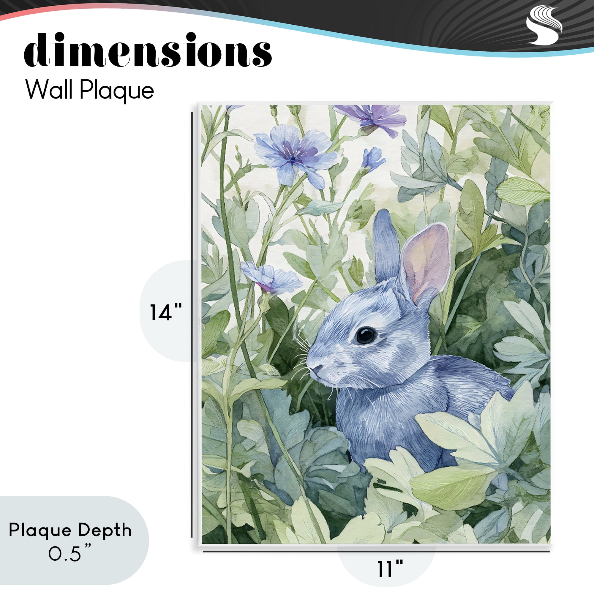 Stupell Industries Blue Bunny Among Leaves Wall Plaque Art, design by Franklyn Gregory