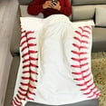 thumbnail image 3 of Sports Fleece Blanket Baseball Stitches Lightweight Fuzzy Cozy Soft Warm Throw for Man Boy Teen, Air Conditioning, 3 of 7