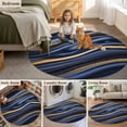 thumbnail image 6 of Round Area Rug 5ft,Dark Blue Marble Gold Stripe Washable Carpet Non-Slip Runner Accent Rugs Indoor Floor Mat for Bedroom Living Room Decor,Modern Abstract Geometric, 6 of 9