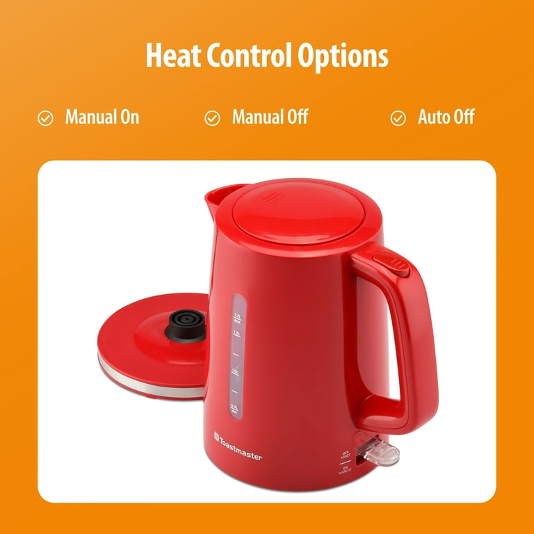 Toastmaster Electric Kettle, Red, Quick Boil, Automatic