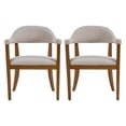 thumbnail image 3 of Christopher Knight Home Beige Upholstered Dining Arm Chairs Set of 2, Walnut Rubberwood Frame, 3 of 11