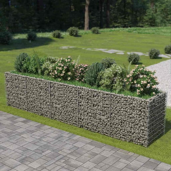vidaXL Raised Garden Bed Raised Flower Bed Gabion Basket Galvanized Steel