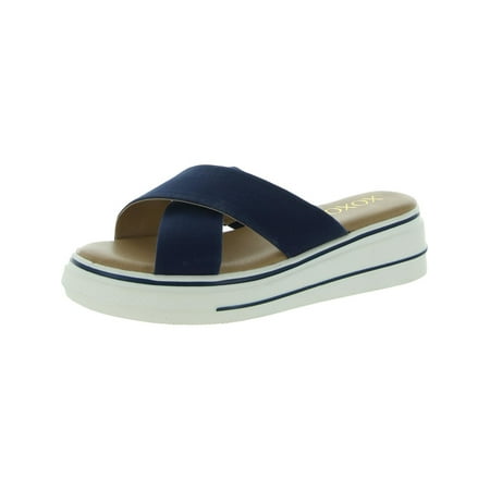 

XOXO Womens Navy 1 Platform Goring Comfort Oleen Round Toe Wedge Slip On Slide Sandals Shoes 9 M