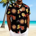 thumbnail image 2 of Mens Casual Manga Corta Botón Abajo Camisas Cuello Abierto Impreso Vacaciones de Verano, Camisas de Manga Corta de los Hombres Casual, 2 of 7