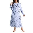 thumbnail image 2 of ValueVibe Plus Size Nightgown for Women Long Sleeve Sleepshirt Crew Neck Full Length Sleepdress with Blue Love Print, 3XL, 2 of 4