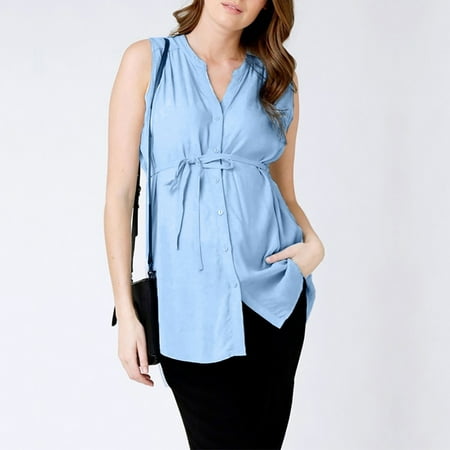 

TOTO Women Pregnant Maternity Nursing Solid Breastfeeding Summer Striped Blouse Cloth