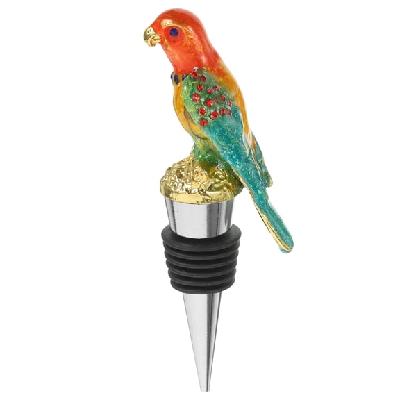 STRANDCHIC Parrot Wine Stopper Zinc Alloy Multi Color for Decor and Freshness Preservation