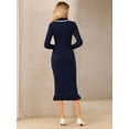 thumbnail image 5 of DARING DIVA Women's Long Sleeve Sweater Ruffled Trim Dress XL Navy Blue, 5 of 7