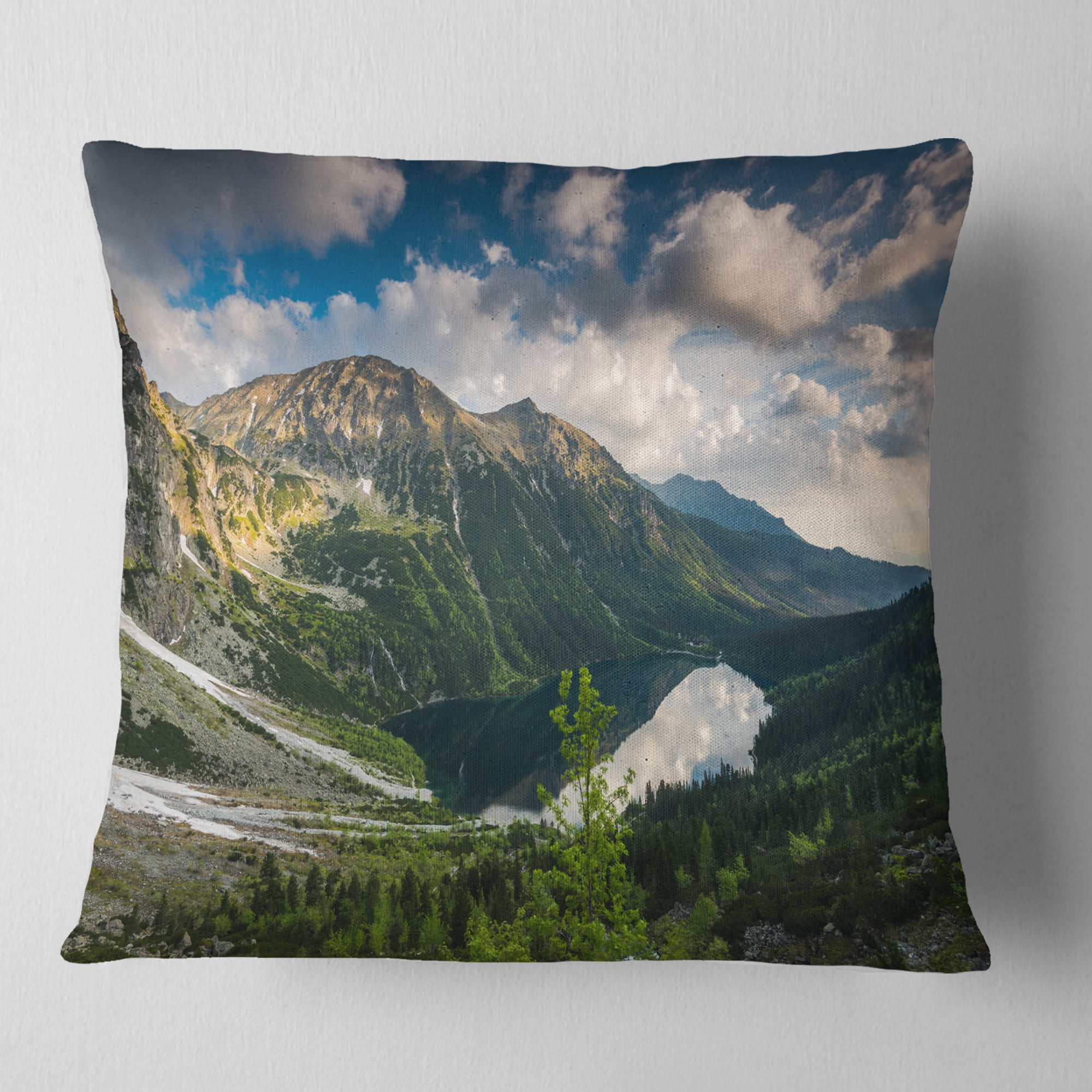 Designart Summer at Polish Tatra Mountains - Landscape Printed Throw Pillow - 16x16