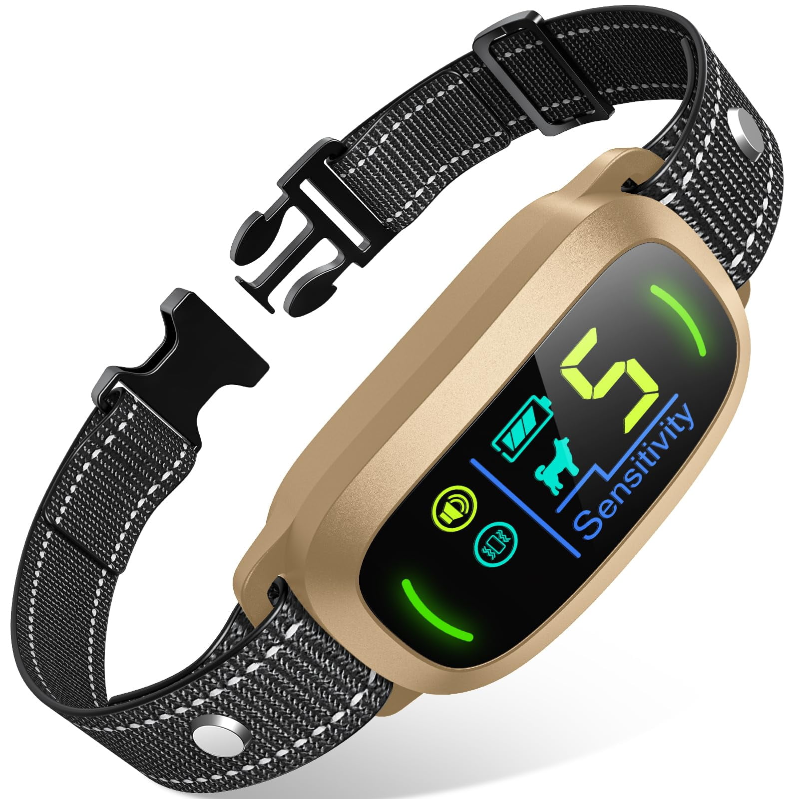 GGMVN Dog Bark Collar Rechargeable Smart Collar Anti Barking Training Collar with 5 Adjustable Sensitivity Beep Vibration Bark Collar for Large Medium Small Dogs (Black)