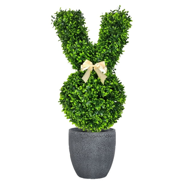 Planta Falsa Pascua Bonsai Artificial Boxwood Rabbit Topiary (D)