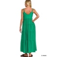 thumbnail image 3 of Zenana Women & Plus Relaxed Fit V-Neck Cami Full Length Tiered Boho Maxi Long Dress w/ Side Pockets, 3 of 5