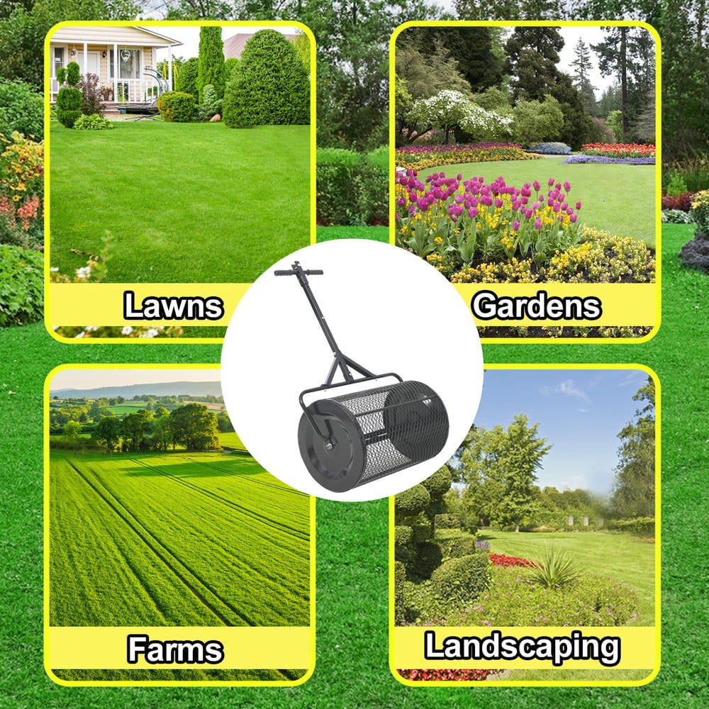 GVN Compost Spreader, Peat Moss Spreader,Peat Moss Spreader 36inch,Compost Spreader Metal Mesh,2 in 1 ATV and T shaped Handle for planting seeding