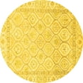 thumbnail image 1 of Ahgly Company Indoor Round Oriental Yellow Traditional Area Rugs, 4' Round, 1 of 4