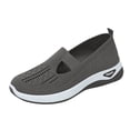 thumbnail image 2 of Women's Woven Orthopedic Breathable Soft Shoes Arch Support, Slip-On Lightweight Flat Soft Shoes Diabetic Foam Walking Shoes, 2 of 8