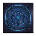 thumbnail image 3 of Designart 'Zodiac Signs With Neon Deep Blue Horoscope Circle' Modern Print on Natural Pine Wood, 3 of 5