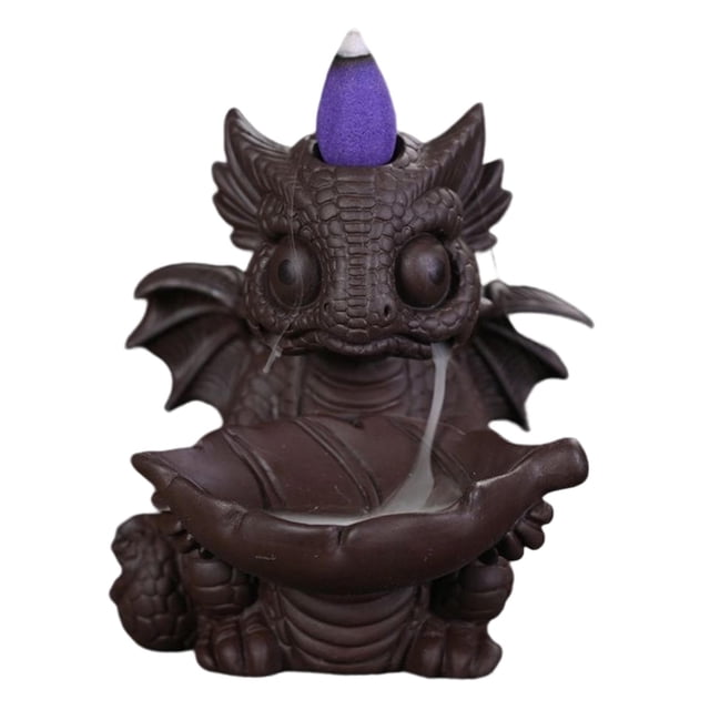 Quemador de reflujo, soporte para conos, incensario, cascada, dragón, fuente decorativa, regalo Negro