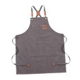 thumbnail image 2 of Rongfmy Canvas Apron Bib Back Apron with Pockets for Adults Work Apron Cooking Apron for Gray, 2 of 9