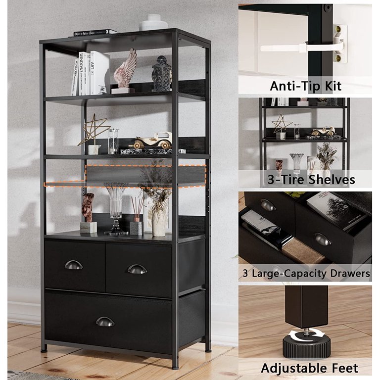 Blaire Wall System 3-Drawer, Storage Bookshelf